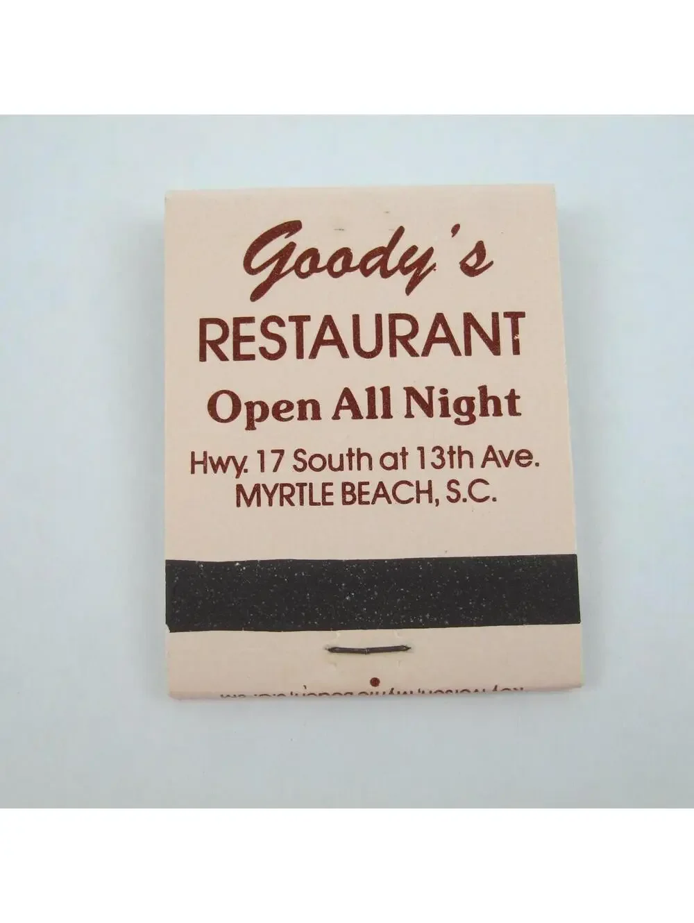 3 Vintage Matchbooks Swamp Fox, Goody's, Lands Inn Myrtle Beach South Carolina